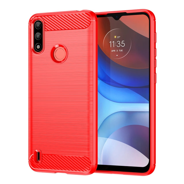 For Lenovo K13 Brushed Texture Carbon Fiber TPU Phone Case(Red) - Lenovo by PMC TechLife | Online Shopping South Africa | PMC TechLife
