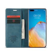 For Huawei P40 CaseMe-013 Multifunctional Horizontal Flip Leather Case with Card Slot & Holder & Wallet(Blue)