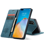 For Huawei P40 CaseMe-013 Multifunctional Horizontal Flip Leather Case with Card Slot & Holder & Wallet(Blue)