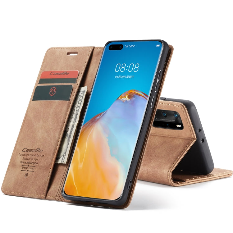 For Huawei P40 Pro CaseMe-013 Multifunctional Horizontal Flip Leather Case with Card Slot & Holder & Wallet(Brown)