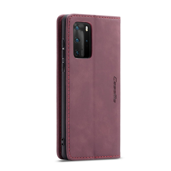 For Huawei P40 Pro CaseMe-013 Multifunctional Horizontal Flip Leather Case with Card Slot & Holder & Wallet(Wine Red)