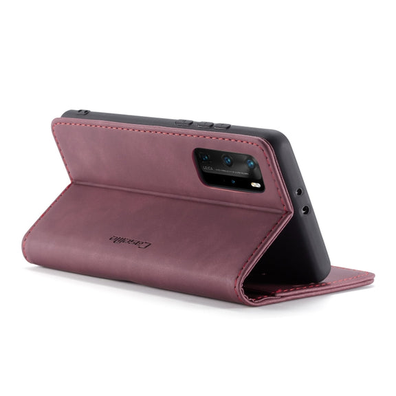 For Huawei P40 Pro CaseMe-013 Multifunctional Horizontal Flip Leather Case with Card Slot & Holder & Wallet(Wine Red)