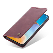 For Huawei P40 Pro CaseMe-013 Multifunctional Horizontal Flip Leather Case with Card Slot & Holder & Wallet(Wine Red)