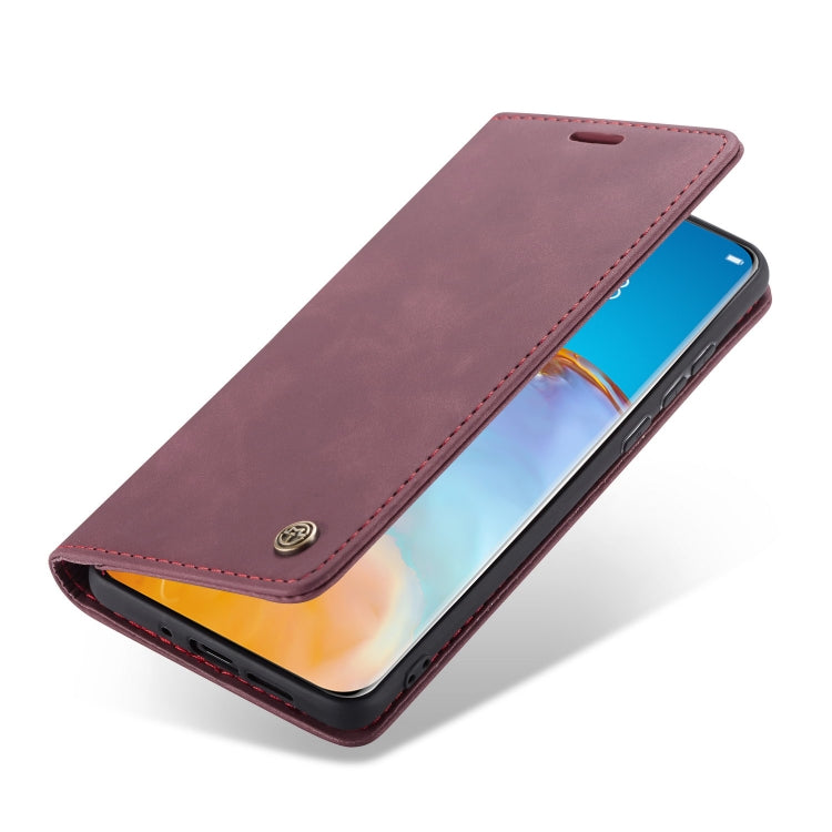 For Huawei P40 Pro CaseMe-013 Multifunctional Horizontal Flip Leather Case with Card Slot & Holder & Wallet(Wine Red)