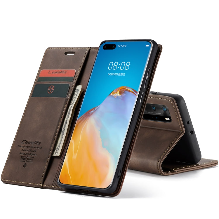 For Huawei P40 Pro CaseMe-013 Multifunctional Horizontal Flip Leather Case with Card Slot & Holder & Wallet(Coffee)