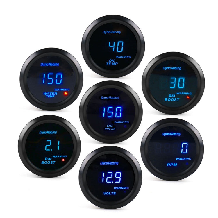Car Modified 12V Universal 52mm Blue Light Digital Display Meter, Style:Turbo Boost Gauge BAR