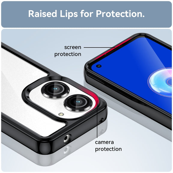 For Asus ZenFone 9 Colorful Series Acrylic + TPU Phone Case(Black)