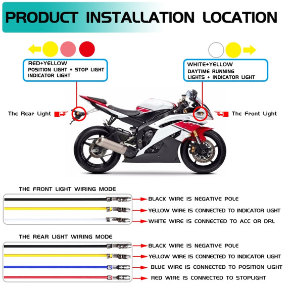 4 PCS Modified Motorcycle 16LEDs Brake Turn Tail Light, Transparent Shell(White Light + Yellow Light)