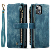 For iPhone 14 CaseMe C30 Multifunctional Phone Leather Case (Blue)