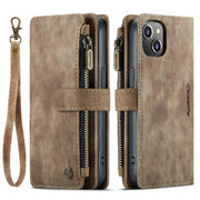 For iPhone 14 CaseMe C30 Multifunctional Phone Leather Case (Brown)