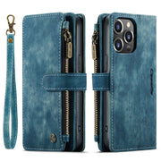 For iPhone 14 Pro CaseMe C30 Multifunctional Phone Leather Case(Blue)