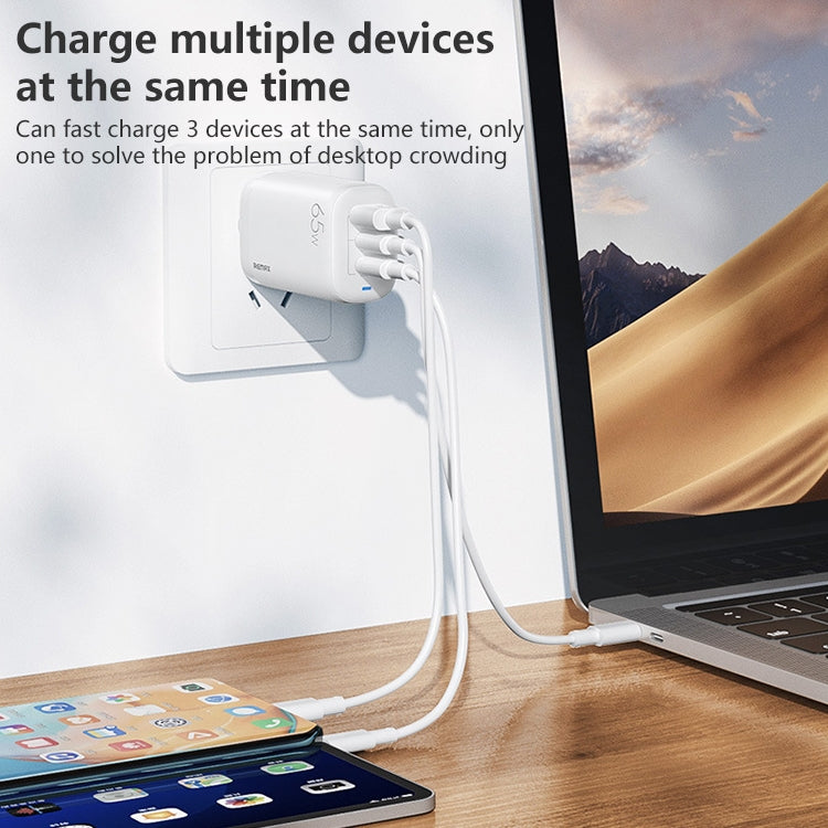 REMAX RP-U55 Territory Series 65W USB+Dual USB-C / Type-C Interface Fast Charger, Specification:EU Plug(White)