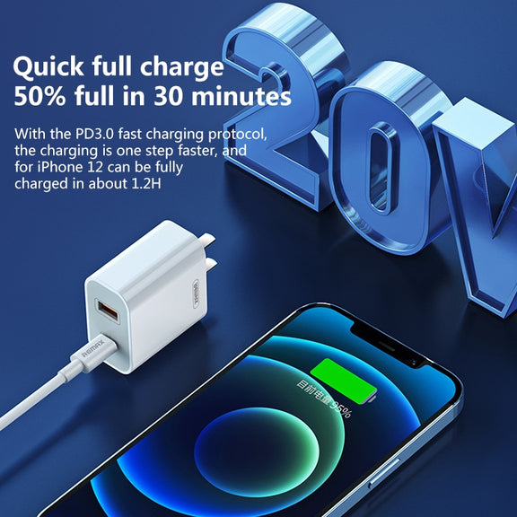 REMAX RP-U68 Speedy Series 20W USB+USB-C/Type-C Interface Fast Charger, Specification:US Plug(White)