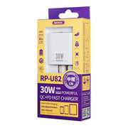REMAX RP-U82 30W USB+USB-C/Type-C Dual Interface Fast Charger, Specification:CN Plug(White)