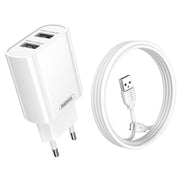 REMAX RP-U35 Jane Series 2.1A Dual USB Port Fast Charger Set, Cable:8 Pin(EU Plug)