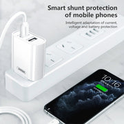REMAX RP-U35 Jane Series 2.1A Dual USB Port Fast Charger Set, Cable:8 Pin(EU Plug)