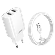 REMAX RP-U35 Jane Series 2.1A Dual USB Port Fast Charger Set, Cable:Micro USB(EU Plug)
