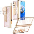 For Huawei Mate X2 Magnetic Hinges Plating Phone Case with Holder(Champagne Gold) - Huawei Cases by PMC TechLife | Online Shopping South Africa | PMC TechLife | Buy Now Pay Later Mobicred