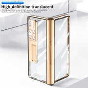 For Huawei Mate X2 Magnetic Hinges Plating Phone Case with Holder(Champagne Gold)