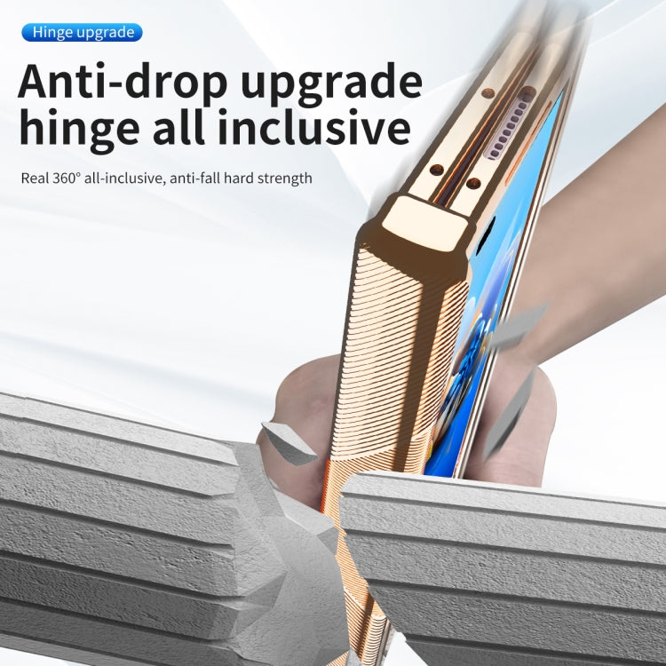 For Huawei Mate X2 Magnetic Hinges Plating Phone Case with Holder(Champagne Gold) - Huawei Cases by PMC TechLife | Online Shopping South Africa | PMC TechLife | Buy Now Pay Later Mobicred