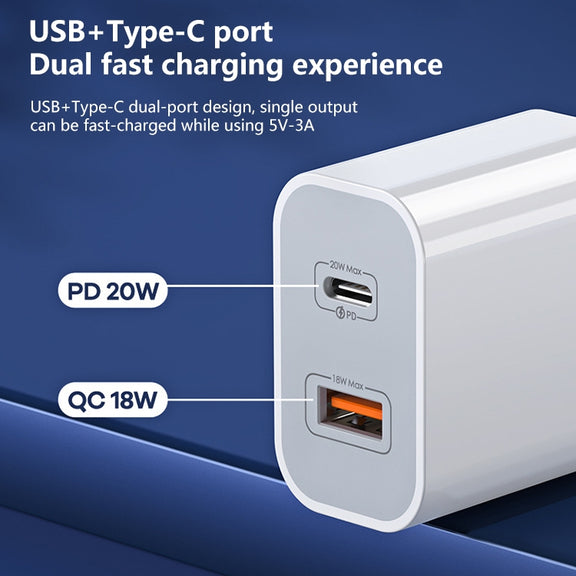 REMAX RP-U68 20W USB+USB-C/Type-C Dual Interface Fast Charger Set, Specification:UK Plug(White)