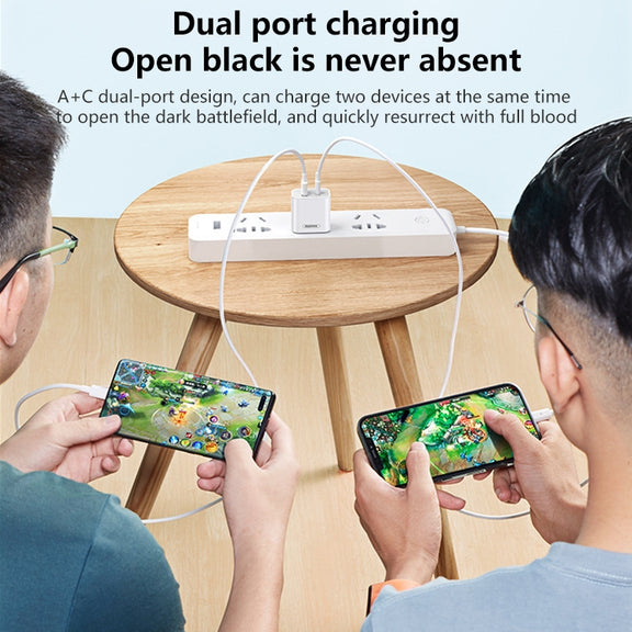 REMAX RP-U68 20W USB+USB-C/Type-C Dual Interface Fast Charger Set, Specification:UK Plug(White)
