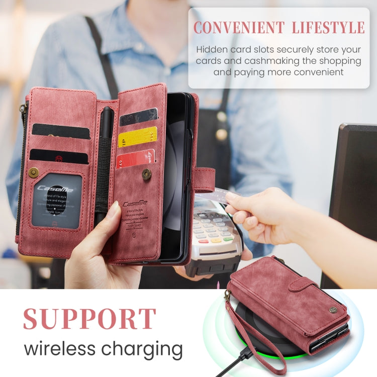 For Samsung Galaxy Z Fold5 CaseMe C30 Multifunctional Card Slots Zipper Phone Leather Phone Case(Red) - Galaxy Z Fold5 Cases by CaseMe | Online Shopping South Africa | PMC Jewellery | Buy Now Pay Later Mobicred
