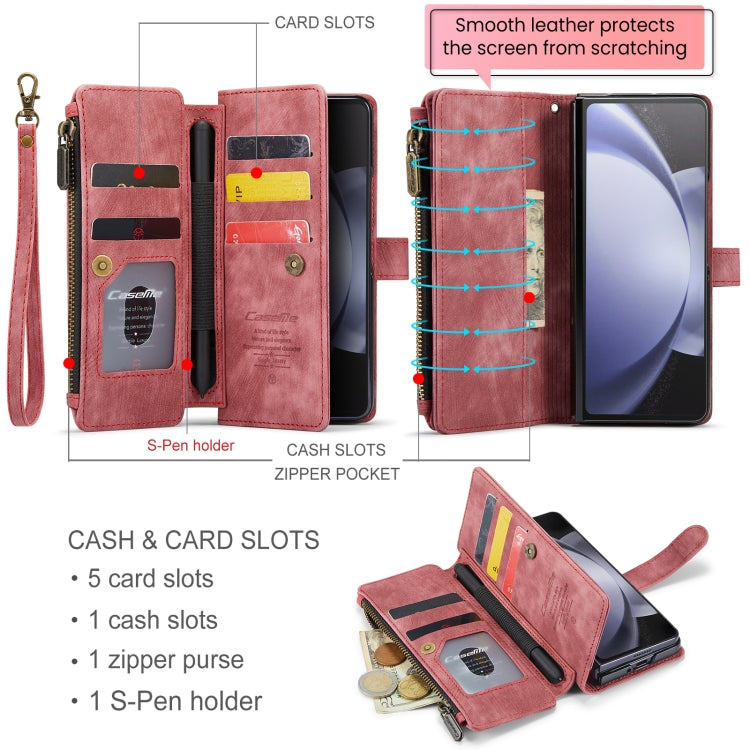 For Samsung Galaxy Z Fold5 CaseMe C30 Multifunctional Card Slots Zipper Phone Leather Phone Case(Red) - Galaxy Z Fold5 Cases by CaseMe | Online Shopping South Africa | PMC Jewellery | Buy Now Pay Later Mobicred