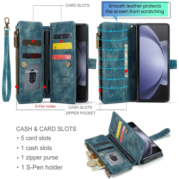 For Samsung Galaxy Z Fold5 CaseMe C30 Multifunctional Card Slots Zipper Phone Leather Phone Case(Blue) - free shipping - PMC Jewellery - Order now!