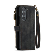 For Samsung Galaxy Z Fold6 5G CaseMe C30 Multifunctional Card Slots Zipper Phone Leather Phone Case(Black)