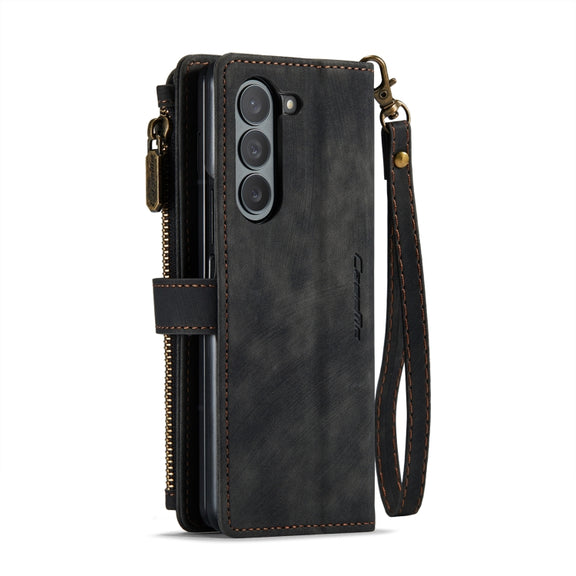 For Samsung Galaxy Z Fold6 5G CaseMe C30 Multifunctional Card Slots Zipper Phone Leather Phone Case(Black)