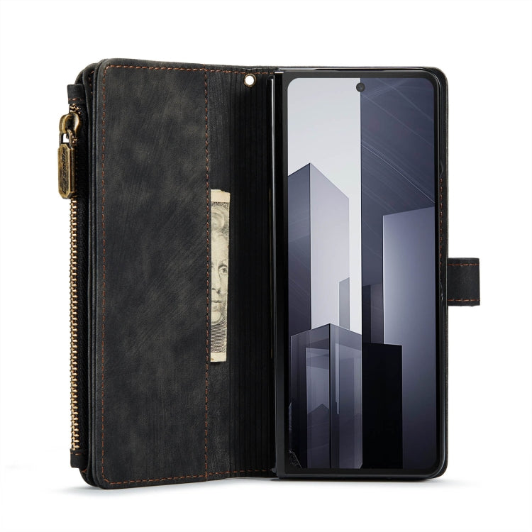 For Samsung Galaxy Z Fold6 5G CaseMe C30 Multifunctional Card Slots Zipper Phone Leather Phone Case(Black)