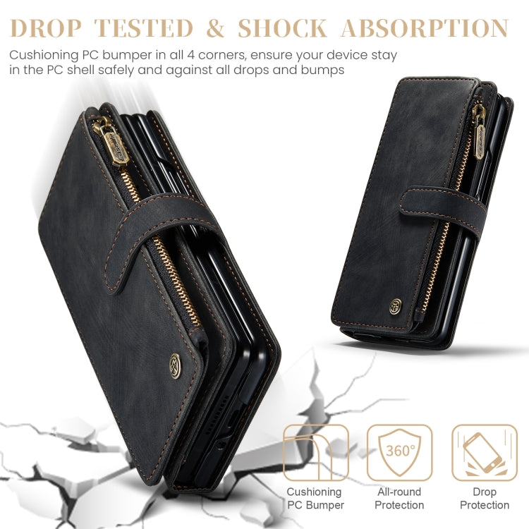 For Samsung Galaxy Z Fold6 5G CaseMe C30 Multifunctional Card Slots Zipper Phone Leather Phone Case(Black)