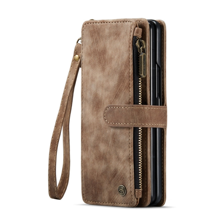 For Samsung Galaxy Z Fold6 5G CaseMe C30 Multifunctional Card Slots Zipper Phone Leather Phone Case(Brown)