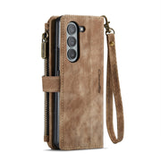 For Samsung Galaxy Z Fold6 5G CaseMe C30 Multifunctional Card Slots Zipper Phone Leather Phone Case(Brown)