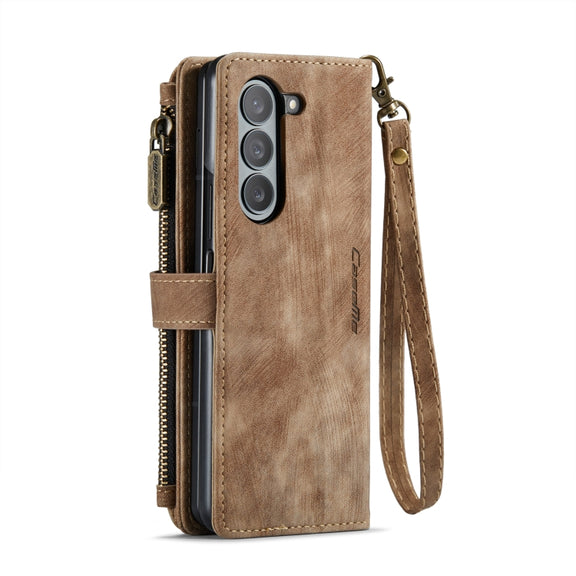 For Samsung Galaxy Z Fold6 5G CaseMe C30 Multifunctional Card Slots Zipper Phone Leather Phone Case(Brown)