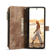 For Samsung Galaxy Z Fold6 5G CaseMe C30 Multifunctional Card Slots Zipper Phone Leather Phone Case(Brown)