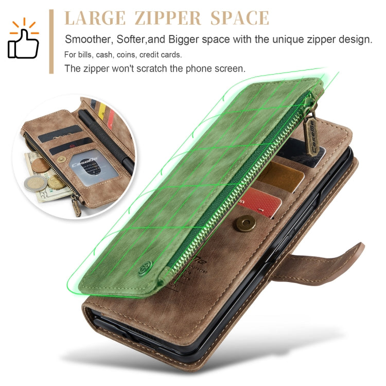 For Samsung Galaxy Z Fold6 5G CaseMe C30 Multifunctional Card Slots Zipper Phone Leather Phone Case(Brown)