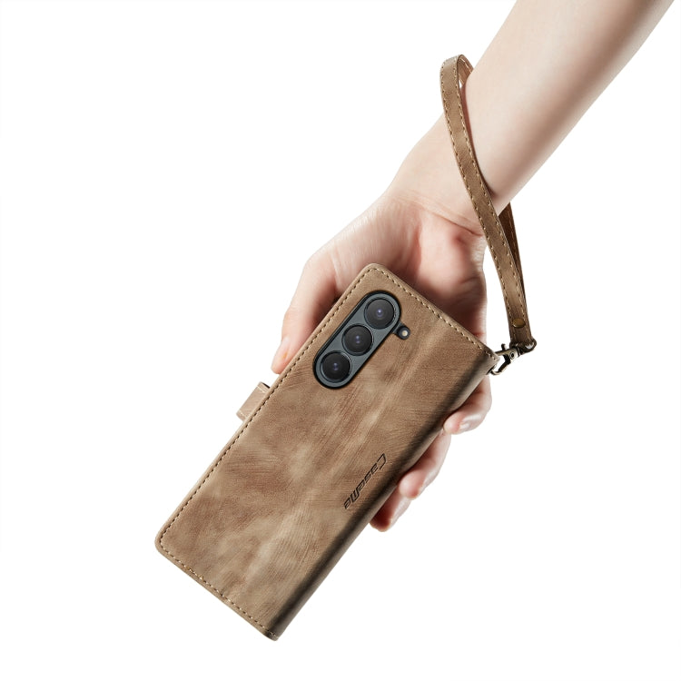 For Samsung Galaxy Z Fold6 5G CaseMe C30 Multifunctional Card Slots Zipper Phone Leather Phone Case(Brown)