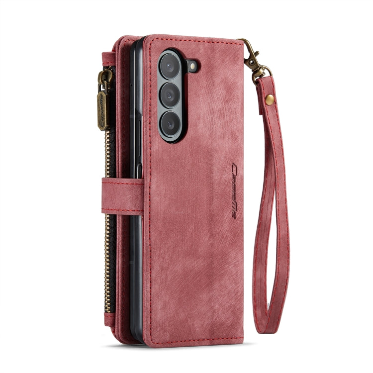 For Samsung Galaxy Z Fold6 5G CaseMe C30 Multifunctional Card Slots Zipper Phone Leather Phone Case(Red)