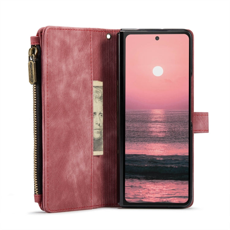 For Samsung Galaxy Z Fold6 5G CaseMe C30 Multifunctional Card Slots Zipper Phone Leather Phone Case(Red)