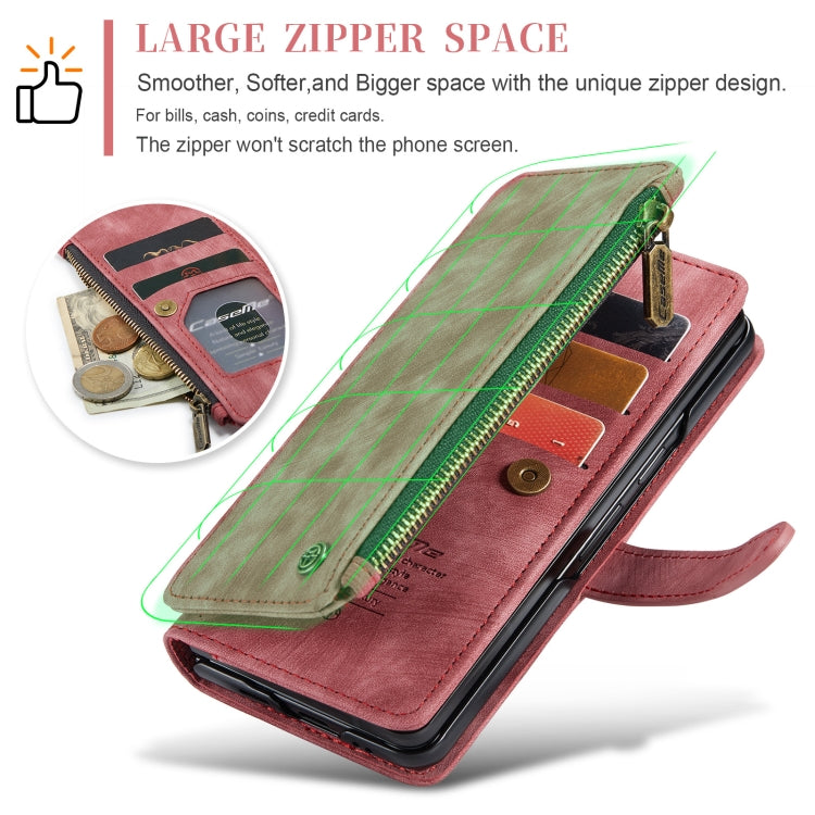 For Samsung Galaxy Z Fold6 5G CaseMe C30 Multifunctional Card Slots Zipper Phone Leather Phone Case(Red)