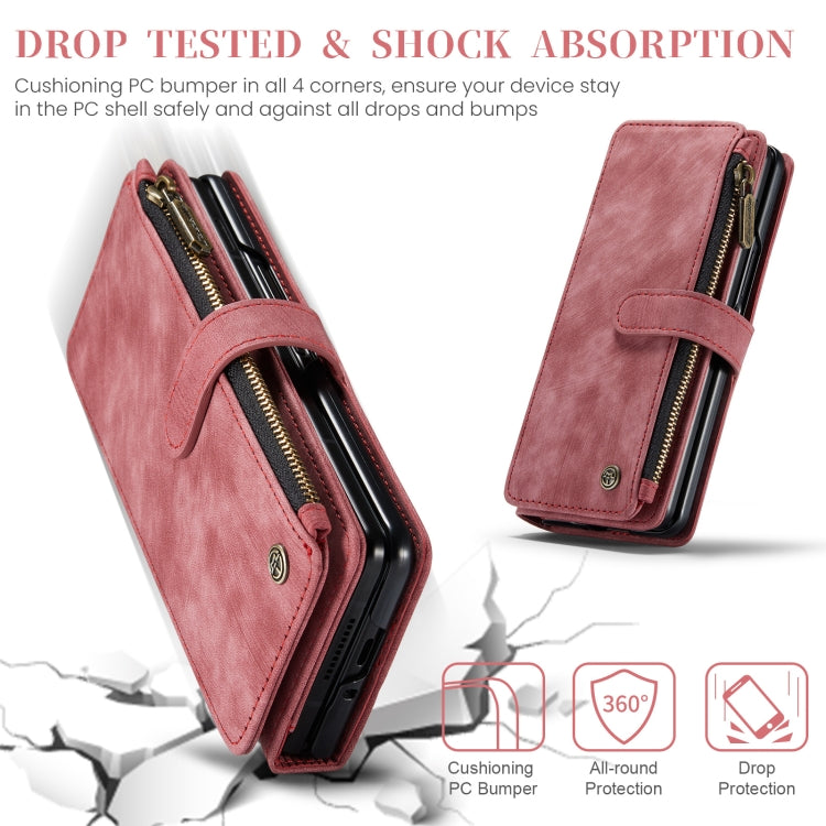 For Samsung Galaxy Z Fold6 5G CaseMe C30 Multifunctional Card Slots Zipper Phone Leather Phone Case(Red)