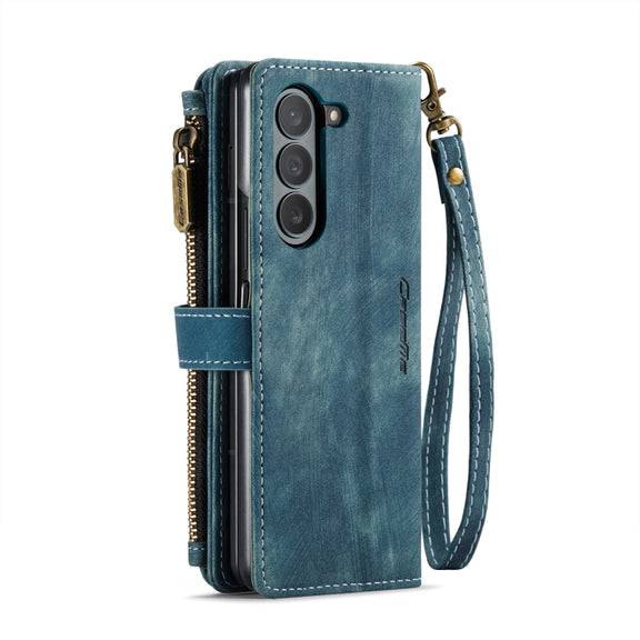 For Samsung Galaxy Z Fold6 5G CaseMe C30 Multifunctional Card Slots Zipper Phone Leather Phone Case(Blue)