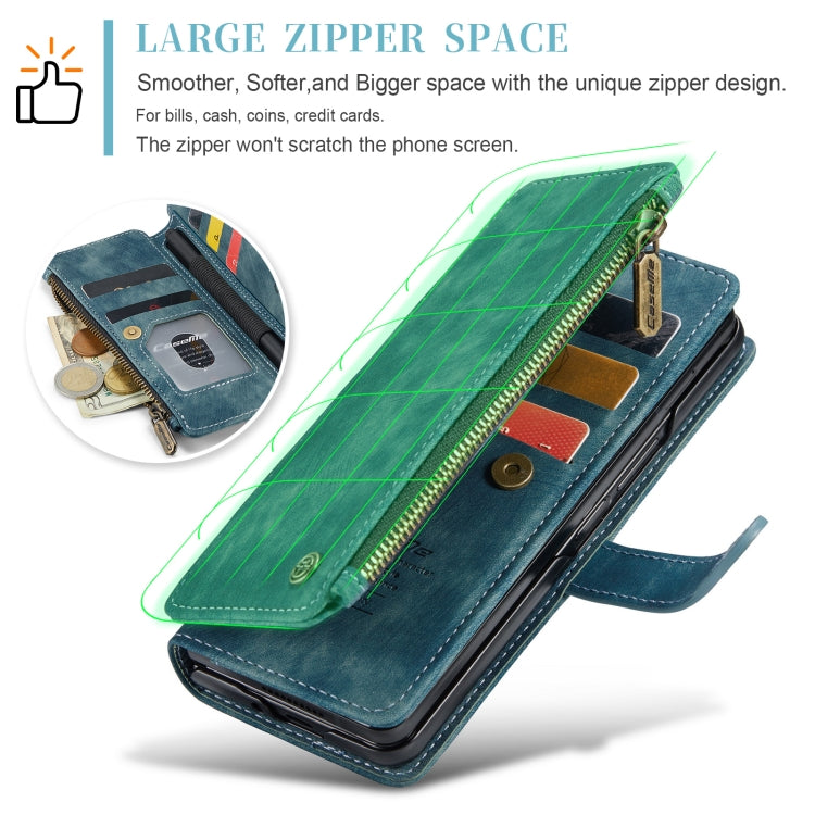 For Samsung Galaxy Z Fold6 5G CaseMe C30 Multifunctional Card Slots Zipper Phone Leather Phone Case(Blue)