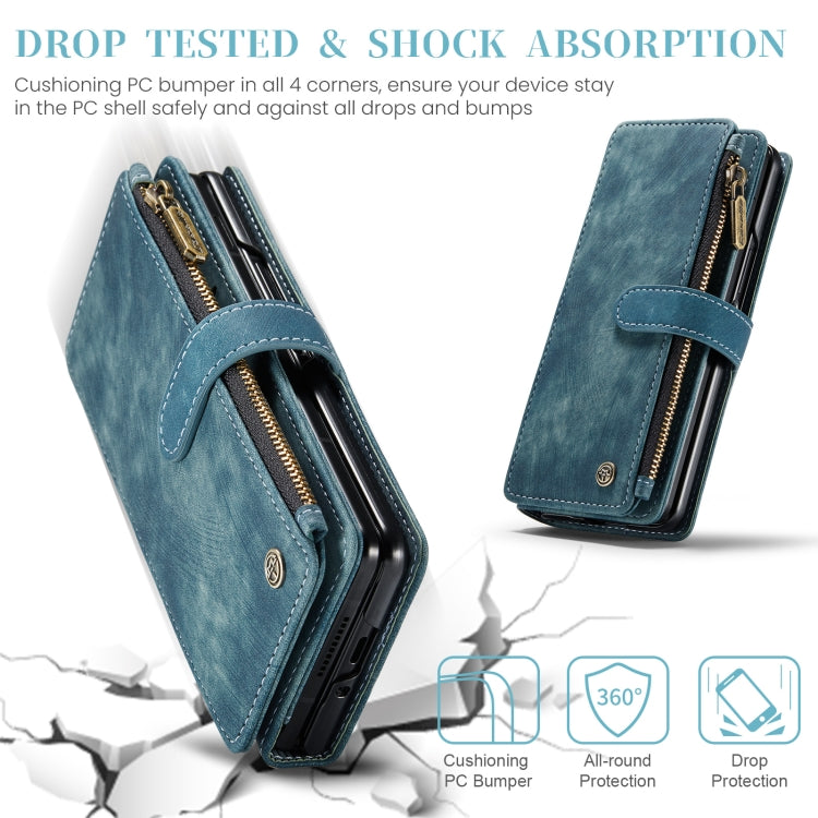 For Samsung Galaxy Z Fold6 5G CaseMe C30 Multifunctional Card Slots Zipper Phone Leather Phone Case(Blue)