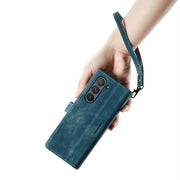 For Samsung Galaxy Z Fold6 5G CaseMe C30 Multifunctional Card Slots Zipper Phone Leather Phone Case(Blue)