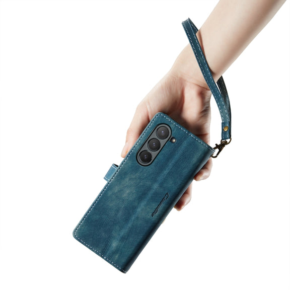 For Samsung Galaxy Z Fold6 5G CaseMe C30 Multifunctional Card Slots Zipper Phone Leather Phone Case(Blue)