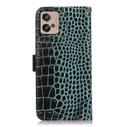 For Motorola Moto G32 Crocodile Top Layer Cowhide Leather Phone Case(Green)