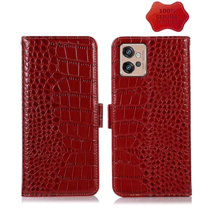 For Motorola Moto G32 Crocodile Top Layer Cowhide Leather Phone Case(Red) - Motorola Cases by PMC TechLife | Online Shopping South Africa | PMC TechLife | Buy Now Pay Later Mobicred